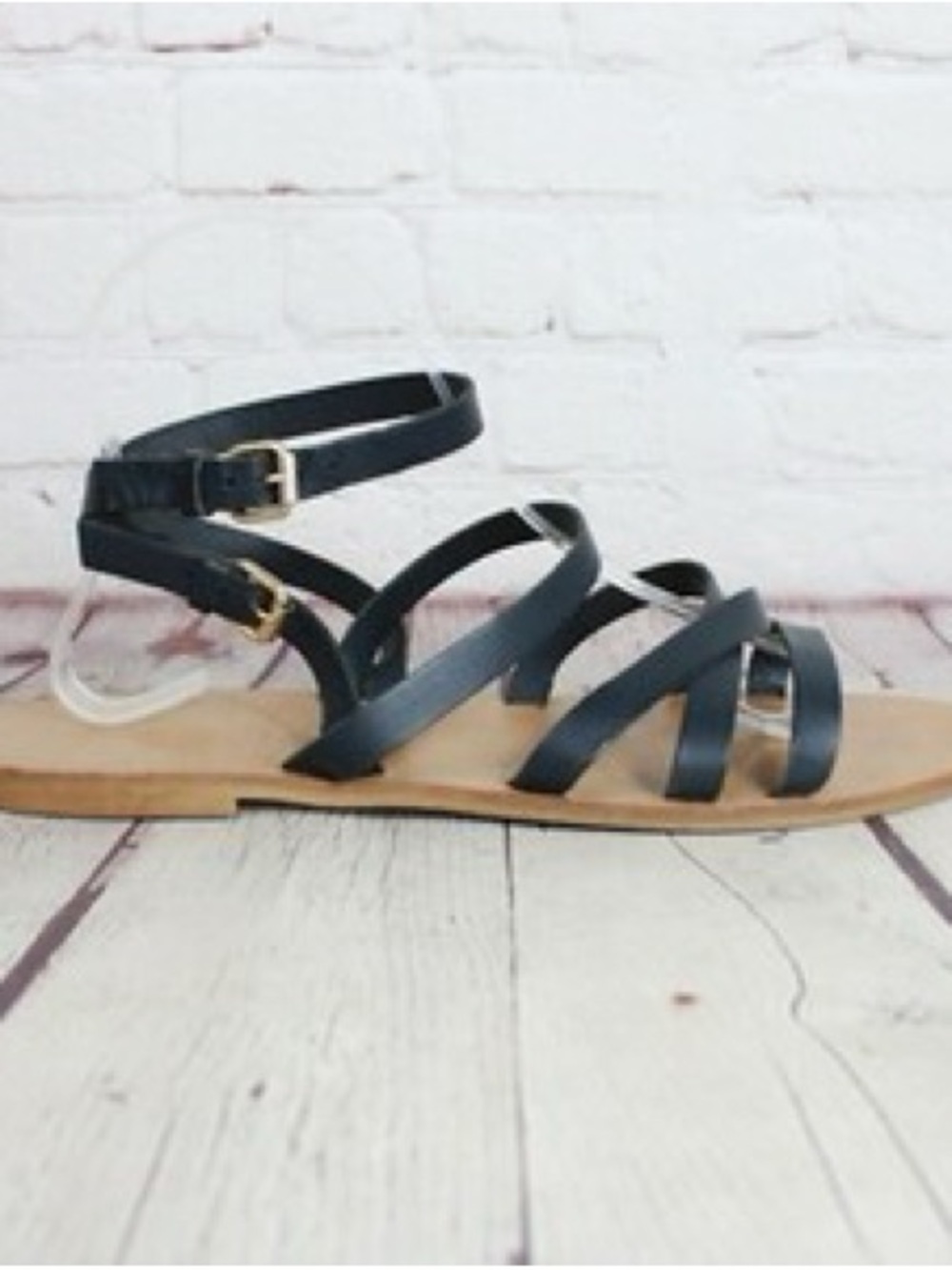 Cross-strap flat sandals in leather by J. Crew EUC - Picture 3 of 11
